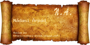 Nádasi Árpád névjegykártya